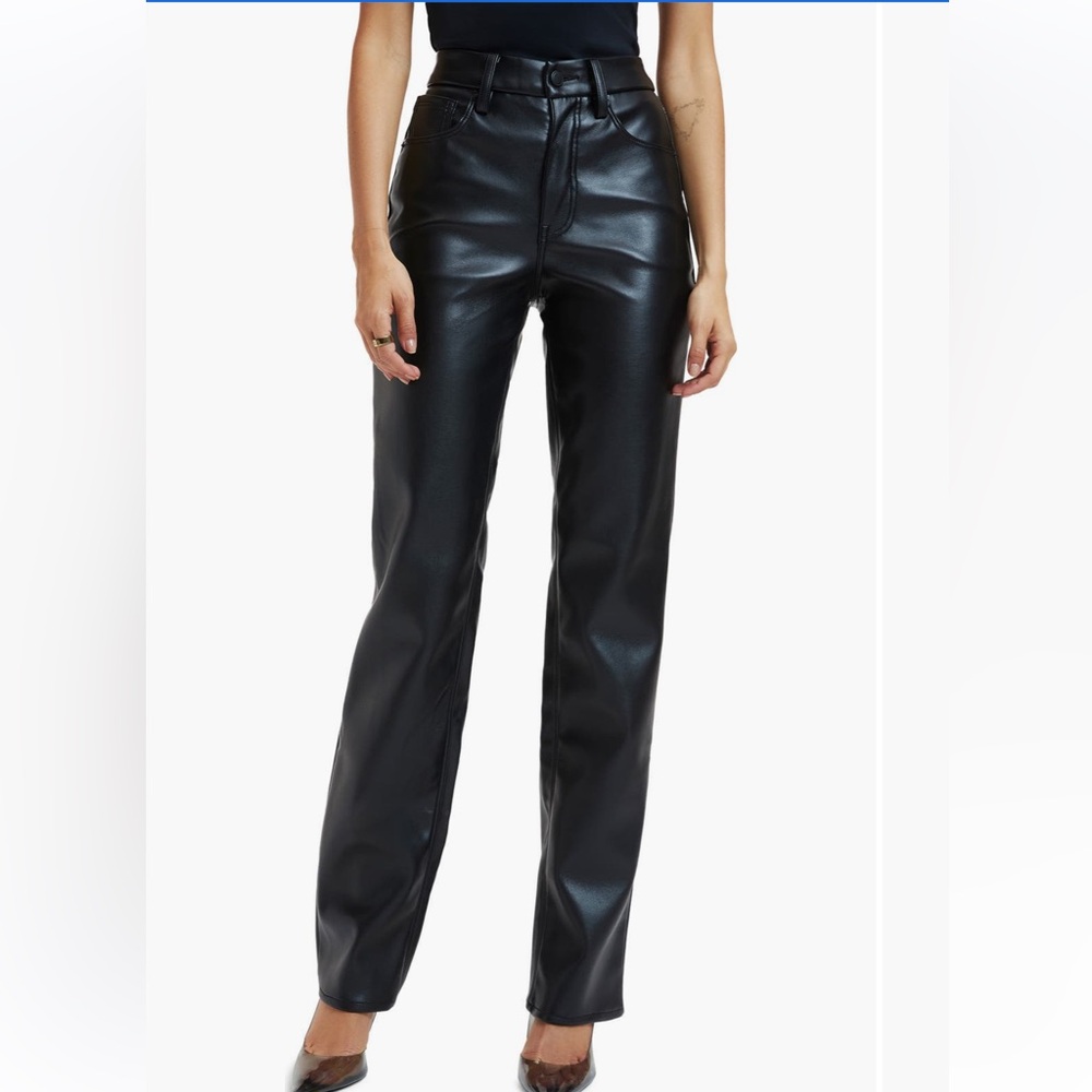 Black Faux Leather Straight-Leg Pants 4/27